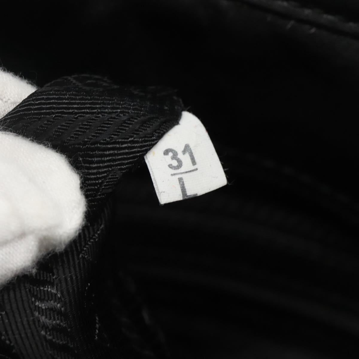 PRADA Hand Bag Leather 2way Black Silver Auth 114042