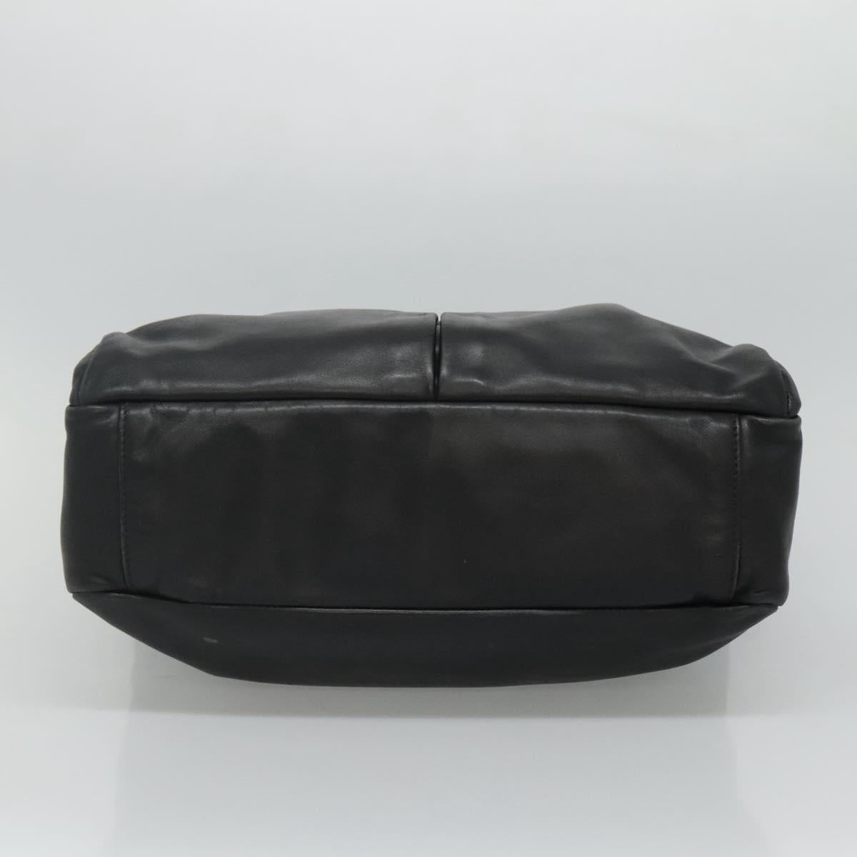 PRADA Hand Bag Leather 2way Black Silver Auth 114042