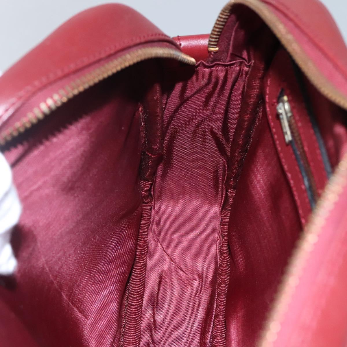 CARTIER Must Line Shoulder Bag Leather Wine Red Gold Auth 114043