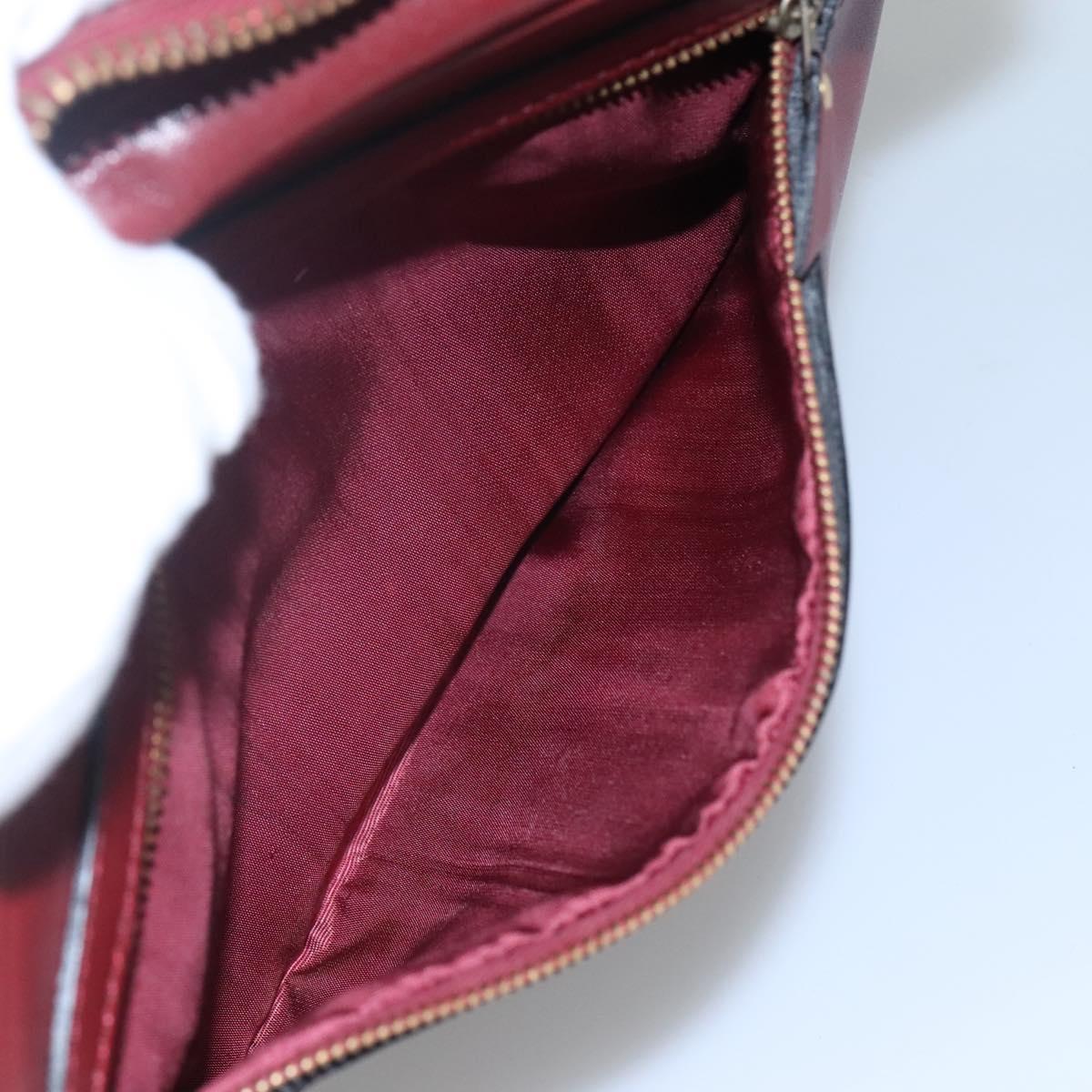 CARTIER Must Line Shoulder Bag Leather Wine Red Gold Auth 114043