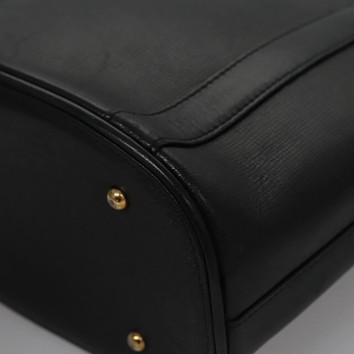 MCM Hand Bag Leather Black Gold Auth 114096