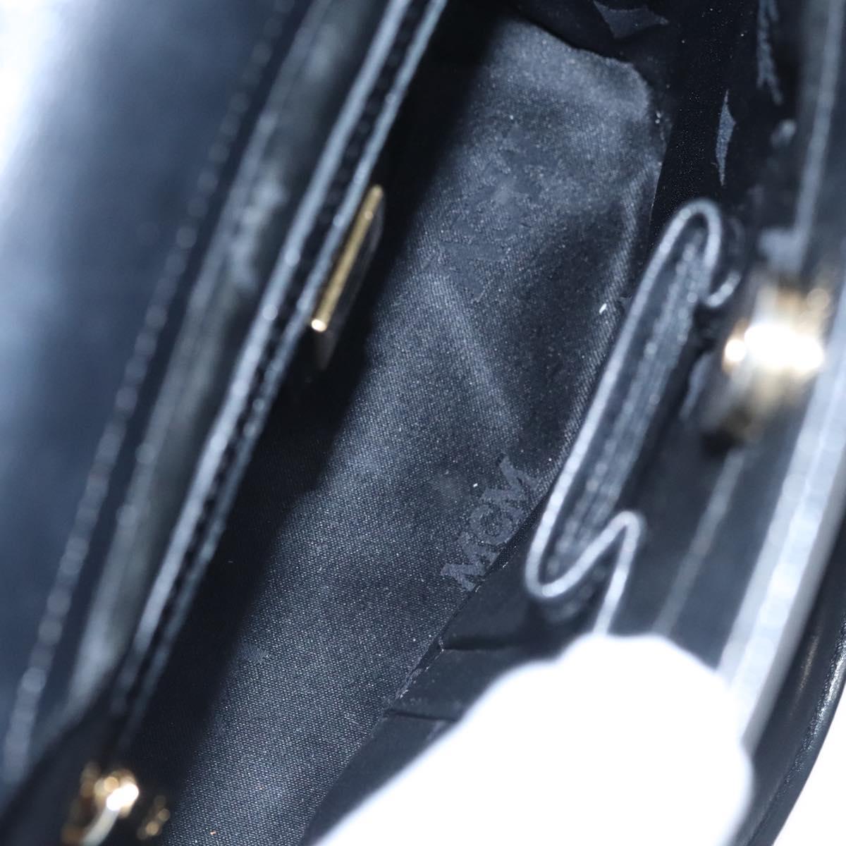 MCM Hand Bag Leather Black Gold Auth 114096