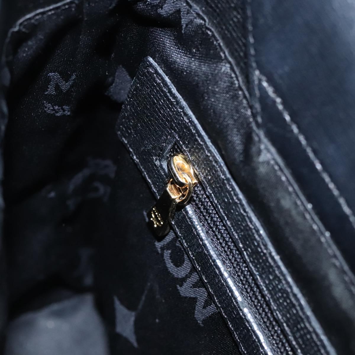 MCM Hand Bag Leather Black Gold Auth 114096