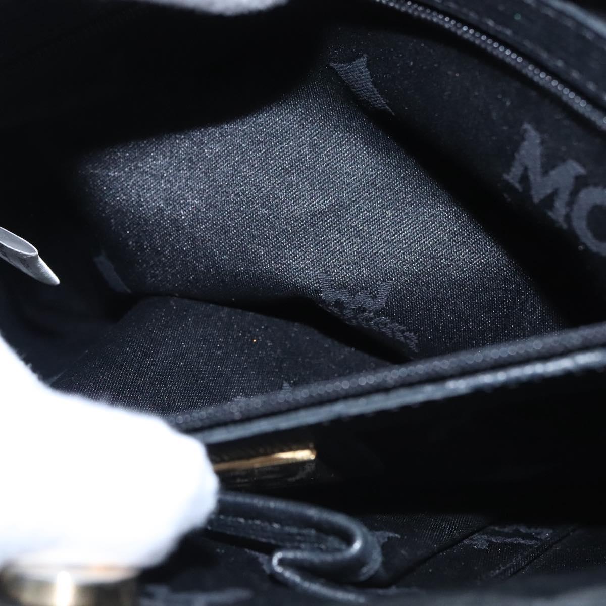 MCM Hand Bag Leather Black Gold Auth 114096