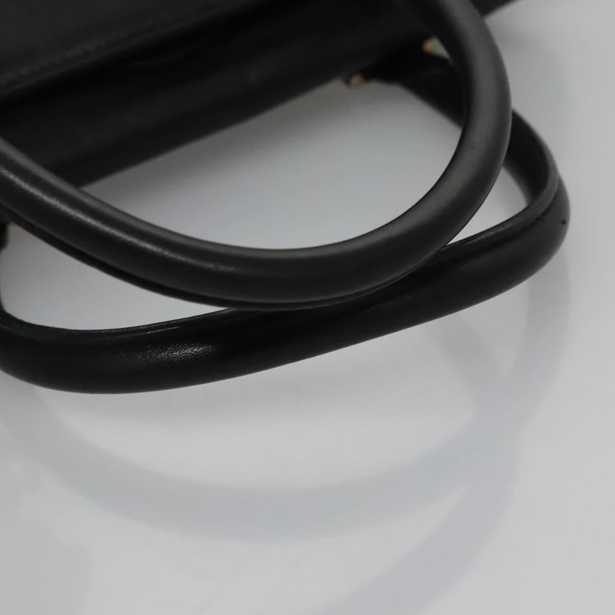 MCM Hand Bag Leather Black Gold Auth 114096