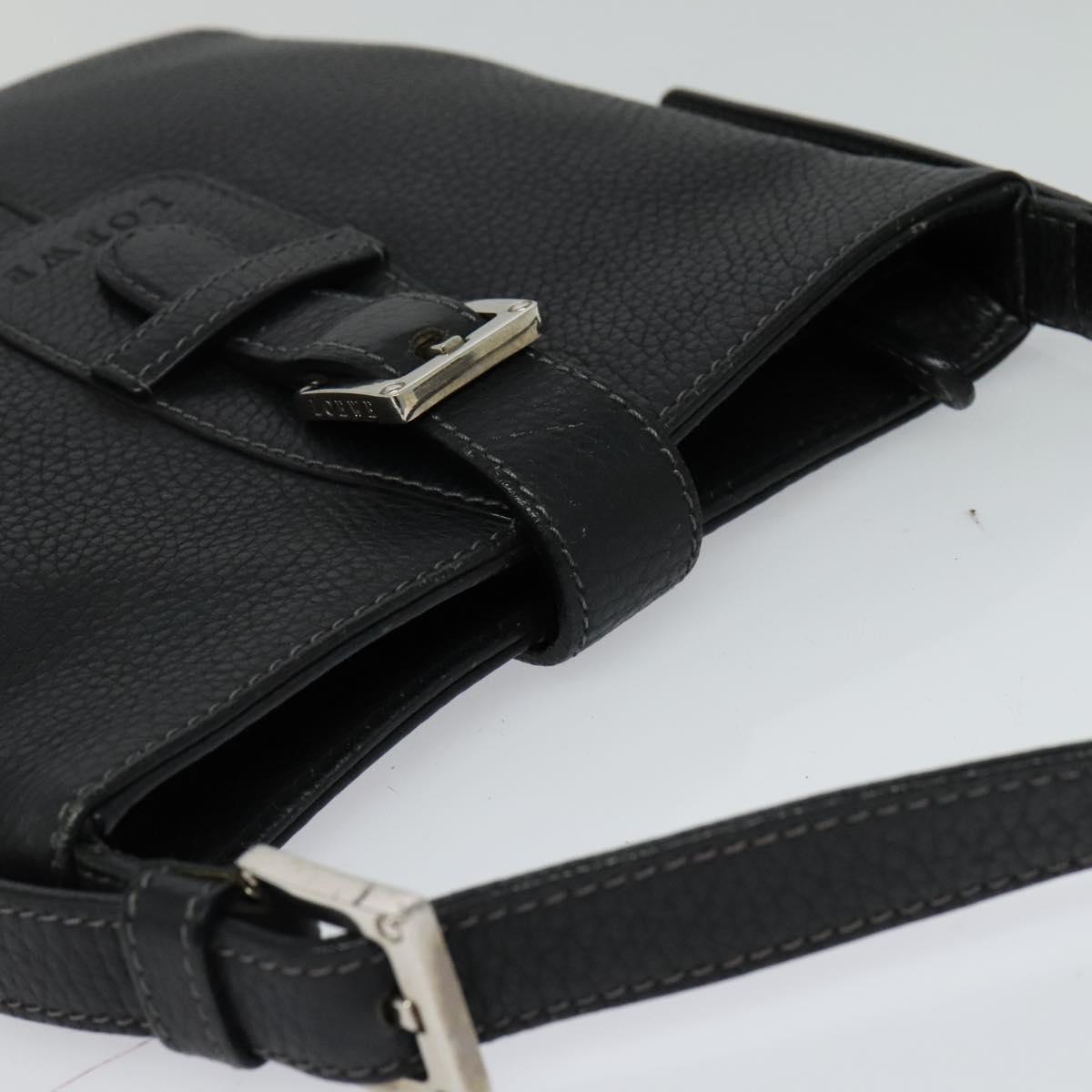 LOEWE Shoulder Bag Leather Black Auth 114108