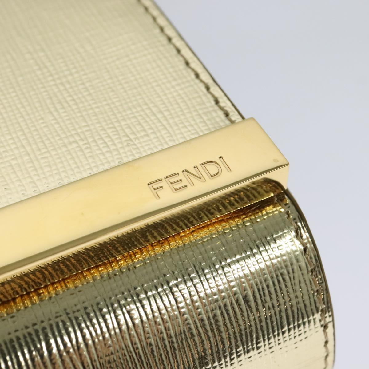FENDI Chain Shoulder Bag Leather Gold Tone Auth 114194