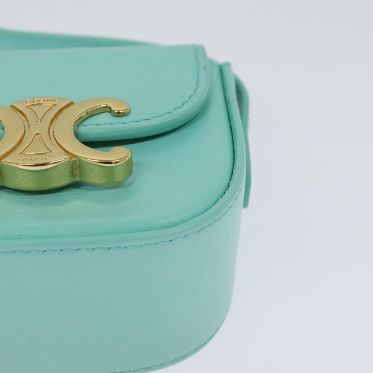 CELINE Triomphe Mini Claude Shoulder Bag Leather Light Blue Auth 114195SAV