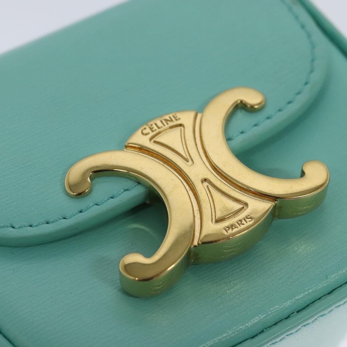 CELINE Triomphe Mini Claude Shoulder Bag Leather Light Blue Auth 114195SAV