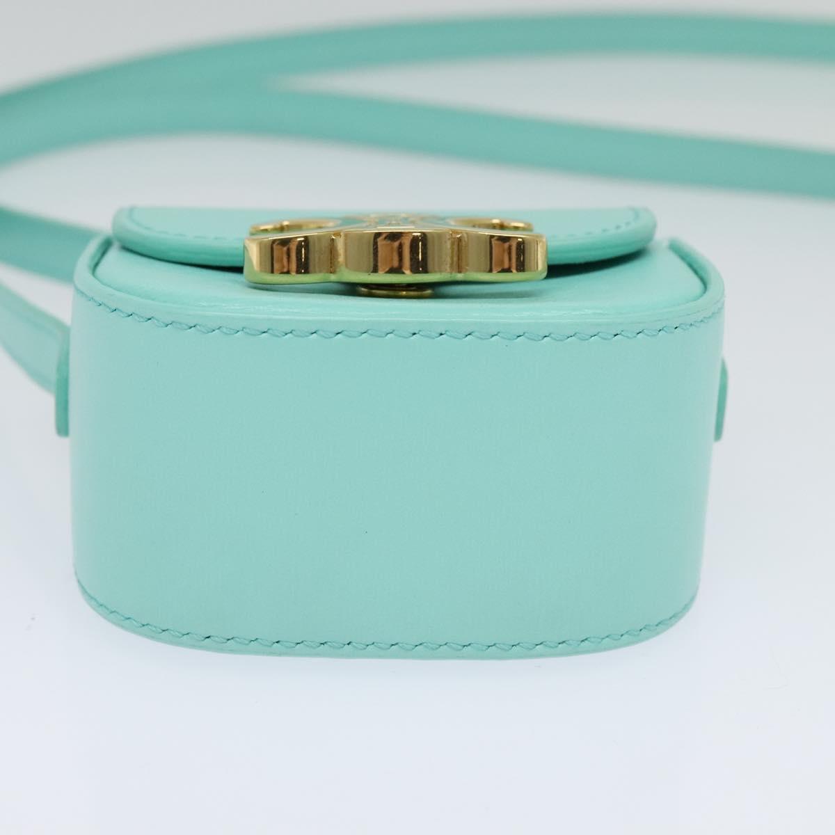 CELINE Triomphe Mini Claude Shoulder Bag Leather Light Blue Auth 114195AV