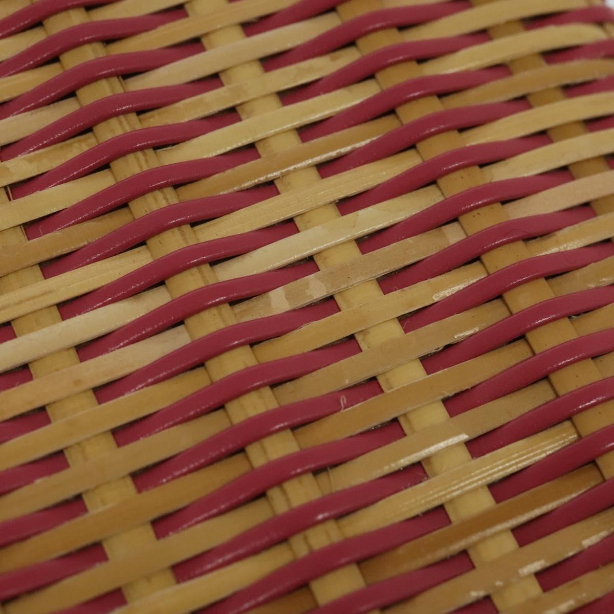 CHANEL Wicker Vanity Chain Shoulder Bag Rattan 2way Pink Silver CC Auth 114200AM