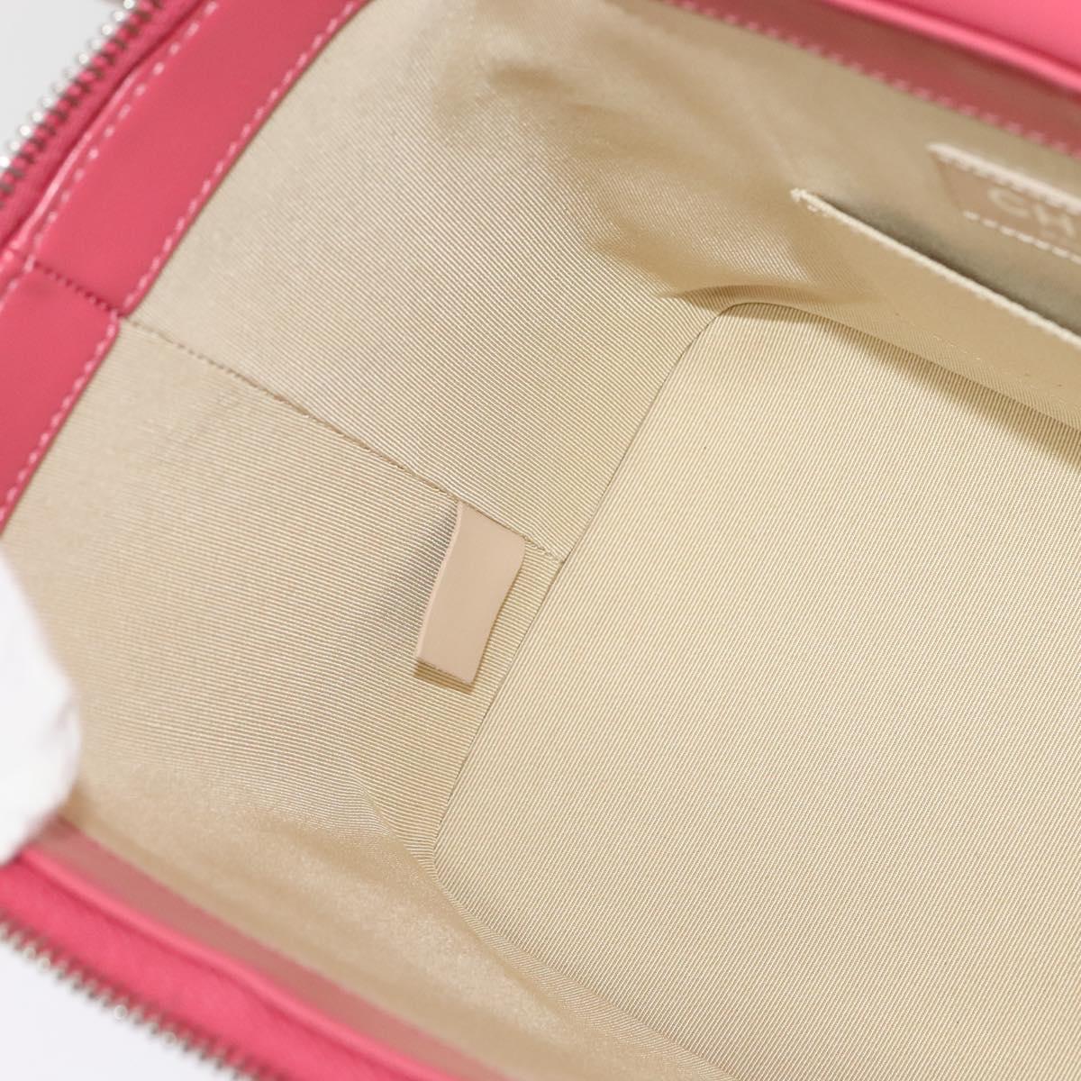 CHANEL Wicker Vanity Chain Shoulder Bag Rattan 2way Pink Silver CC Auth 114200AM