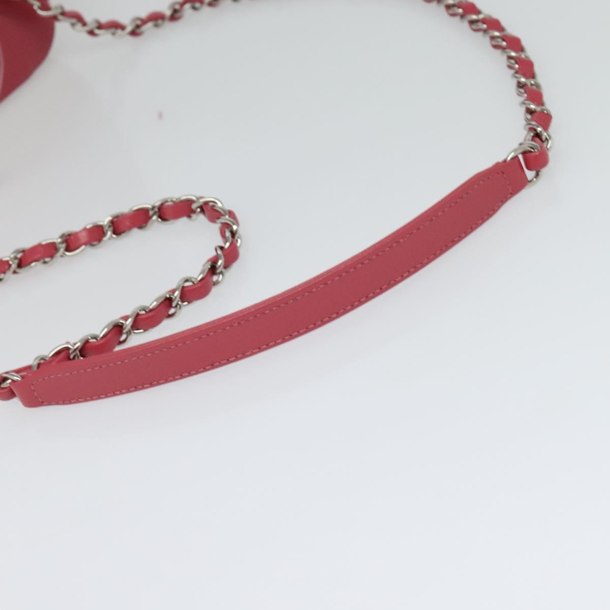 CHANEL Wicker Vanity Chain Shoulder Bag Rattan 2way Pink Silver CC Auth 114200AM