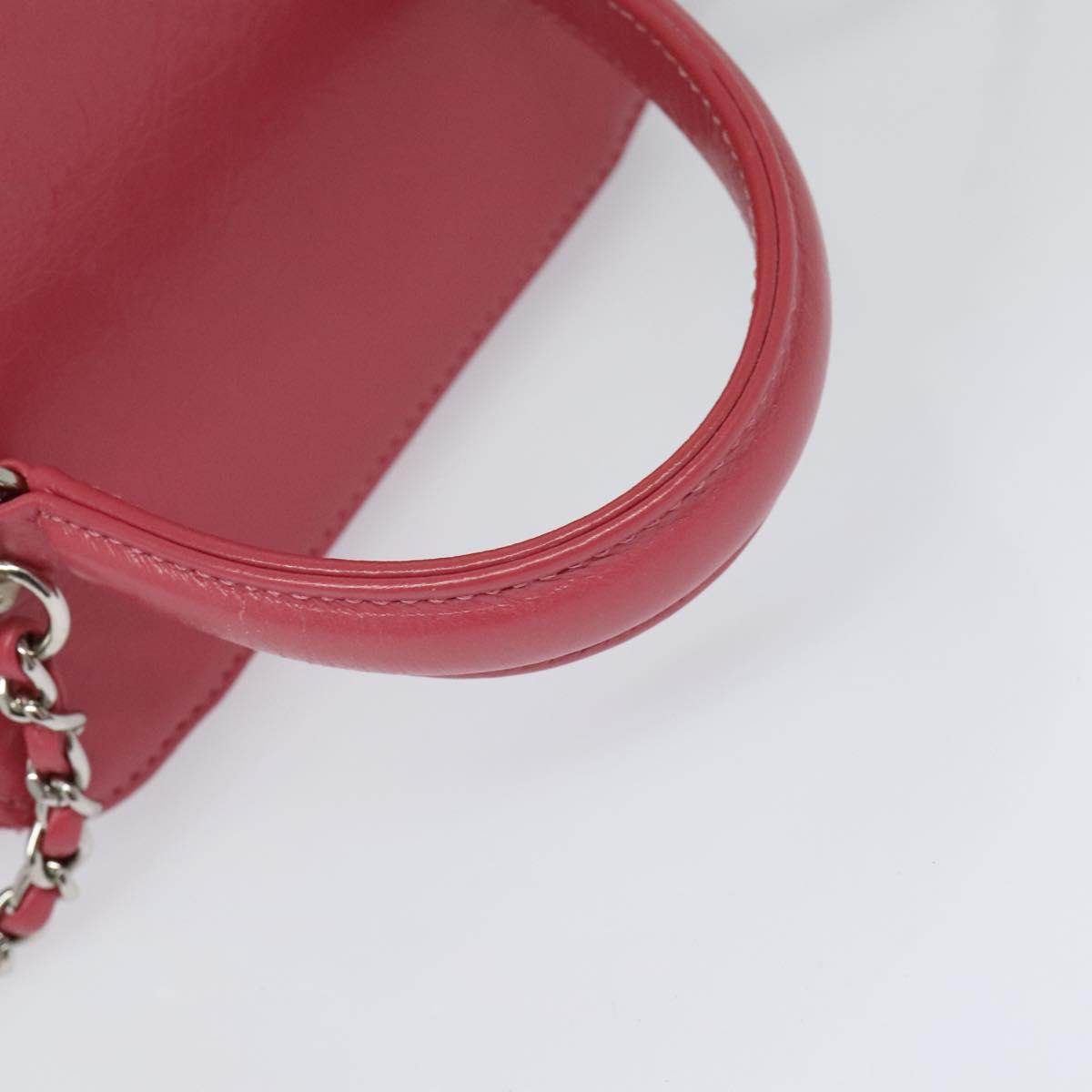 CHANEL Wicker Vanity Chain Shoulder Bag Rattan 2way Pink Silver CC Auth 114201AM