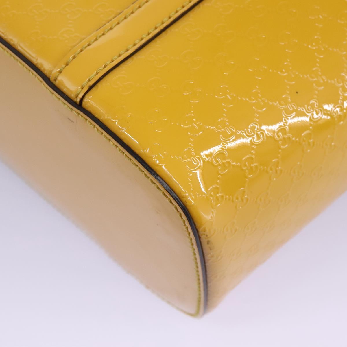 GUCCI Micro GG Canvas Hand Bag Patent leather Yellow 336776 Auth 114217
