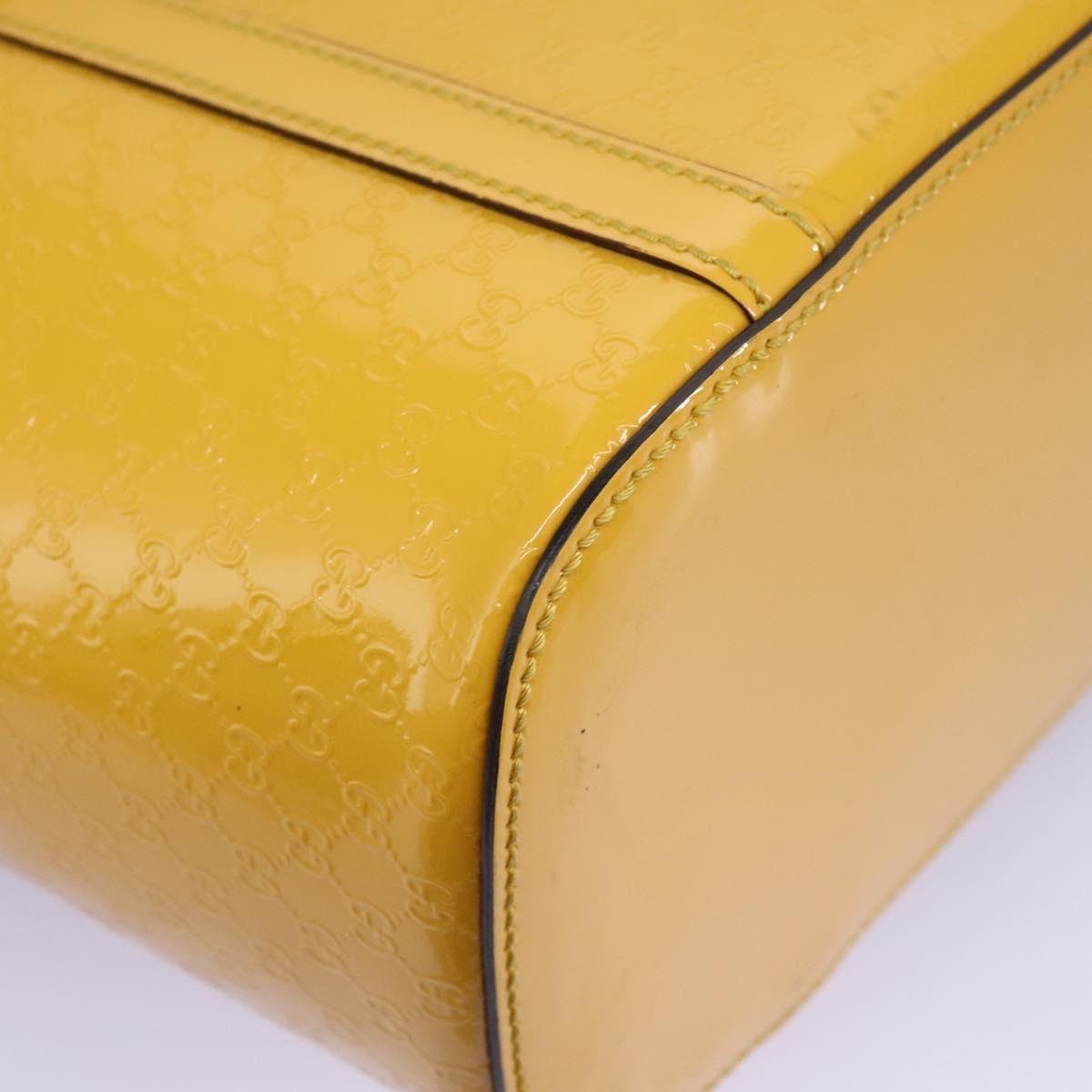 GUCCI Micro GG Canvas Hand Bag Patent leather Yellow 336776 Auth 114217