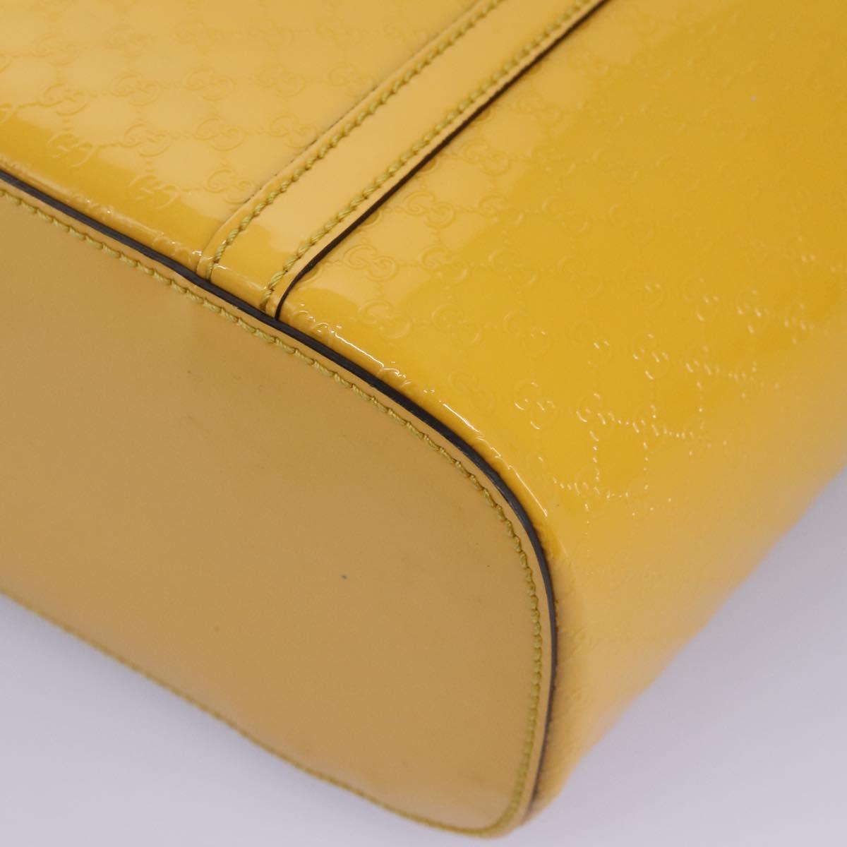 GUCCI Micro GG Canvas Hand Bag Patent leather Yellow 336776 Auth 114217