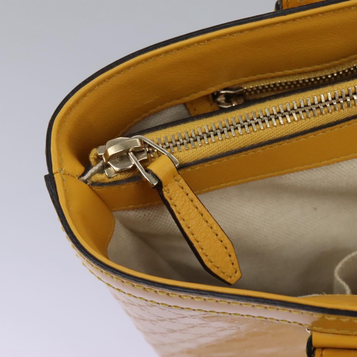 GUCCI Micro GG Canvas Hand Bag Patent leather Yellow 336776 Auth 114217