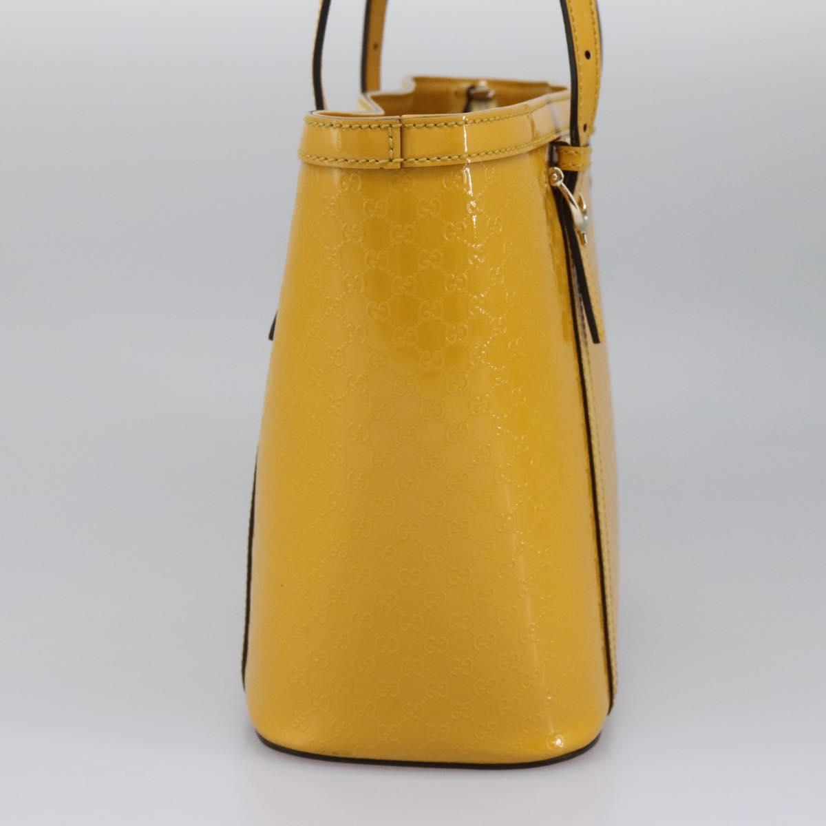 GUCCI Micro GG Canvas Hand Bag Patent leather Yellow 336776 Auth 114217