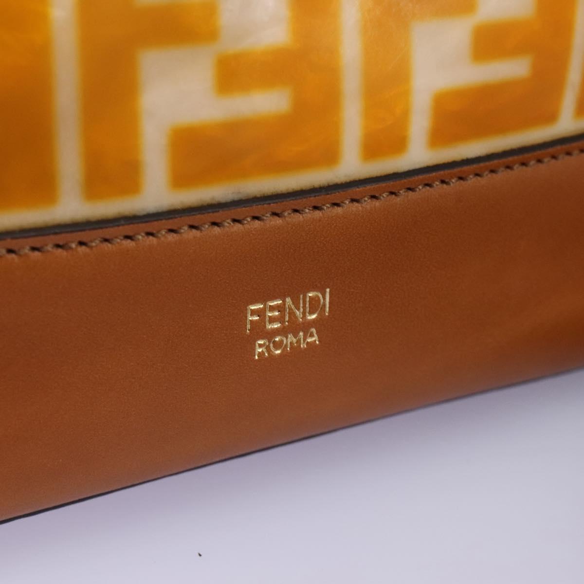 FENDI Zucca Canvas Shoulder Bag Orange Auth 114244V