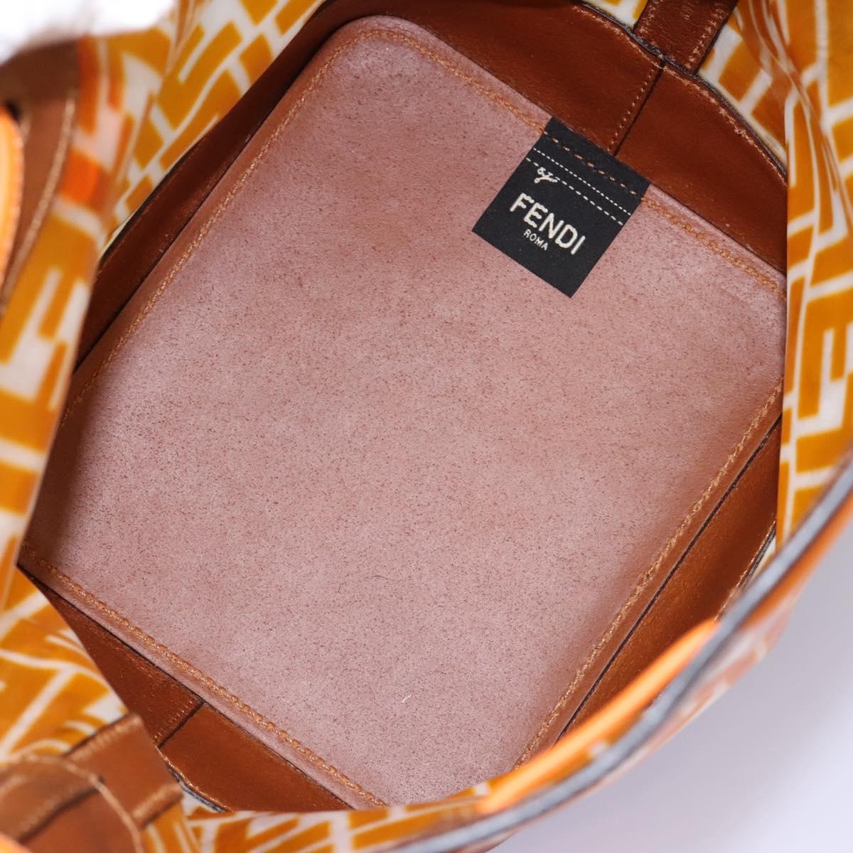 FENDI Zucca Canvas Shoulder Bag Orange Auth 114244V