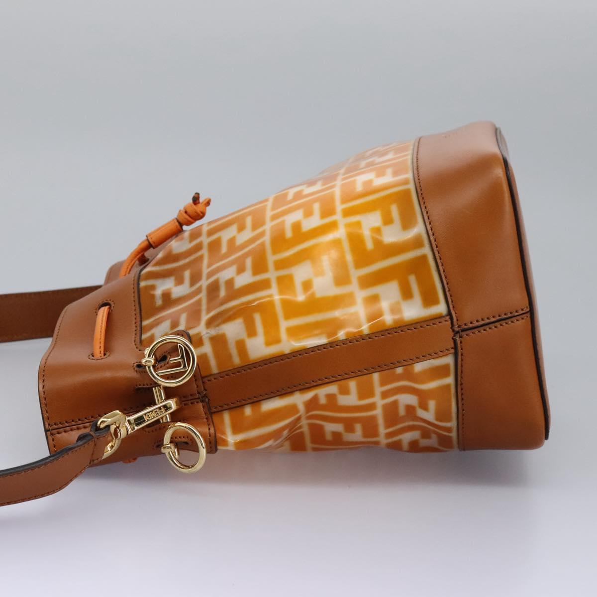 FENDI Zucca Canvas Shoulder Bag Orange Auth 114244V