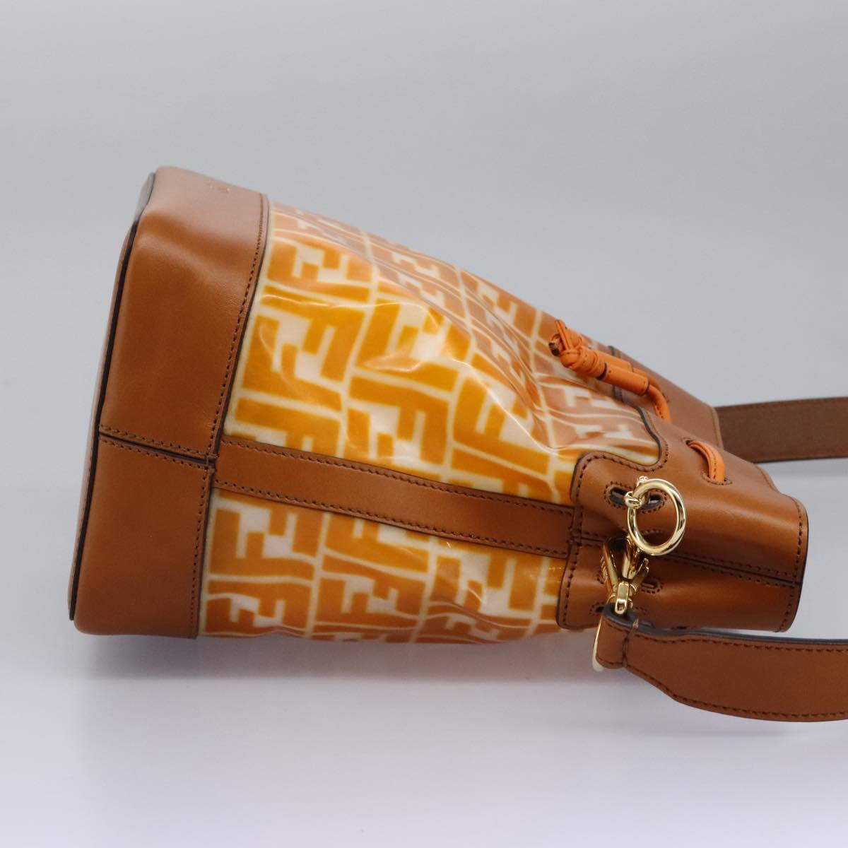 FENDI Zucca Canvas Shoulder Bag Orange Auth 114244V