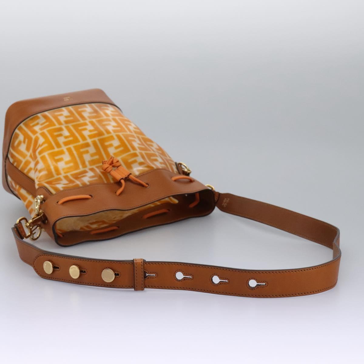 FENDI Zucca Canvas Shoulder Bag Orange Auth 114244V