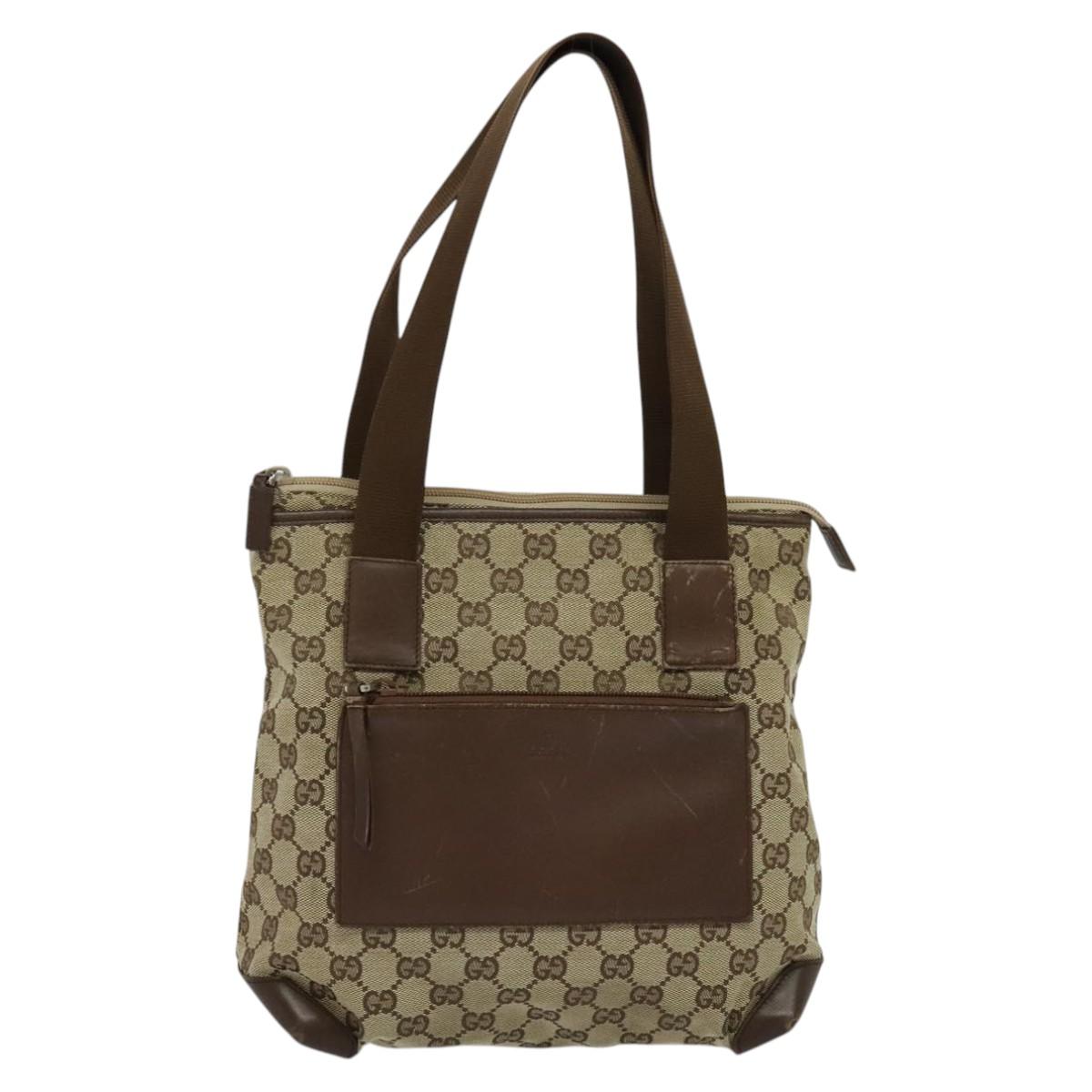 GUCCI GG Canvas Tote Bag Beige 019 0402 Auth 114245