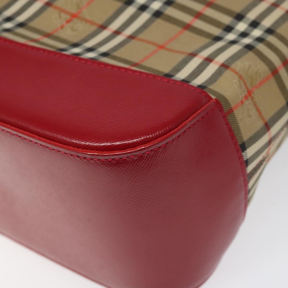 BURBERRY Nova Check Hand Bag Canvas Beige Auth 114246