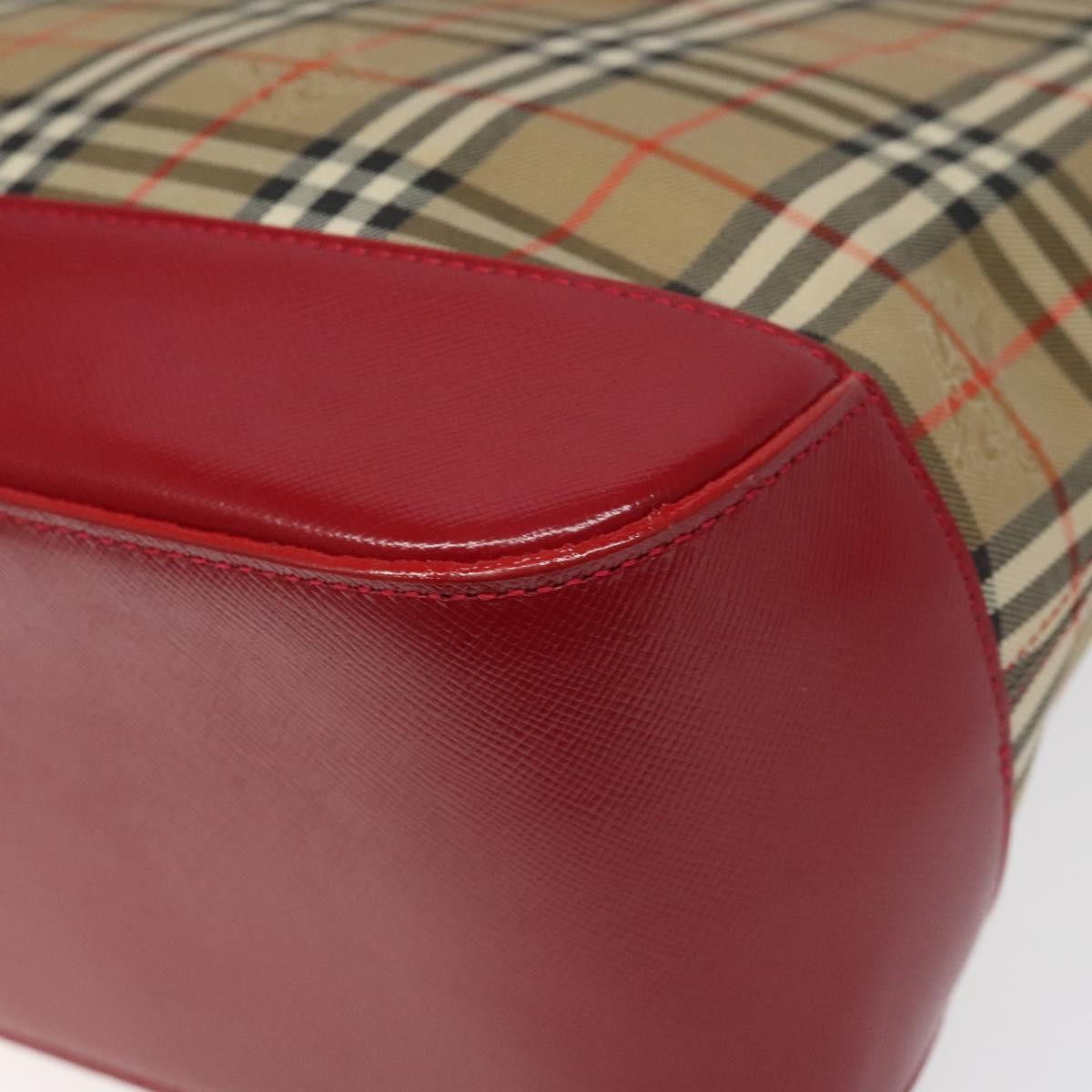 BURBERRY Nova Check Hand Bag Canvas Beige Auth 114246