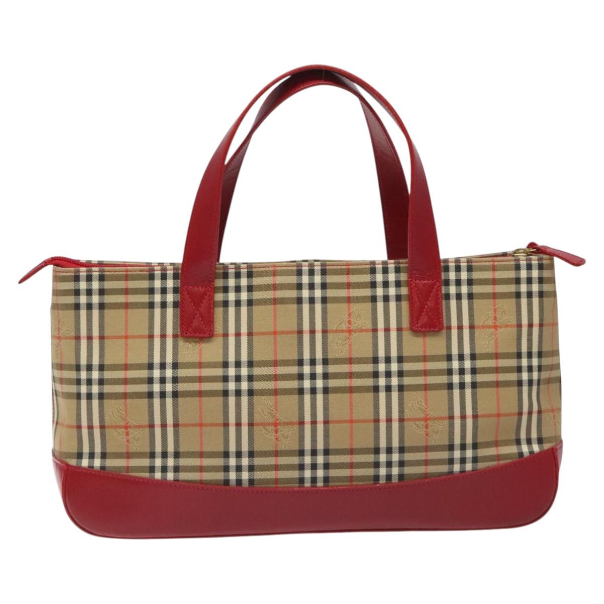 BURBERRY Nova Check Hand Bag Canvas Beige Auth 114246