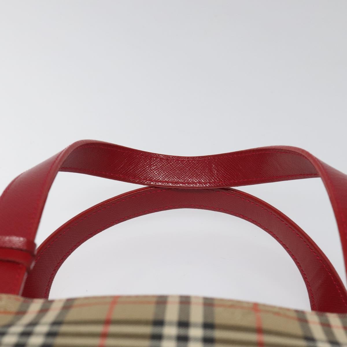 BURBERRY Nova Check Hand Bag Canvas Beige Auth 114246