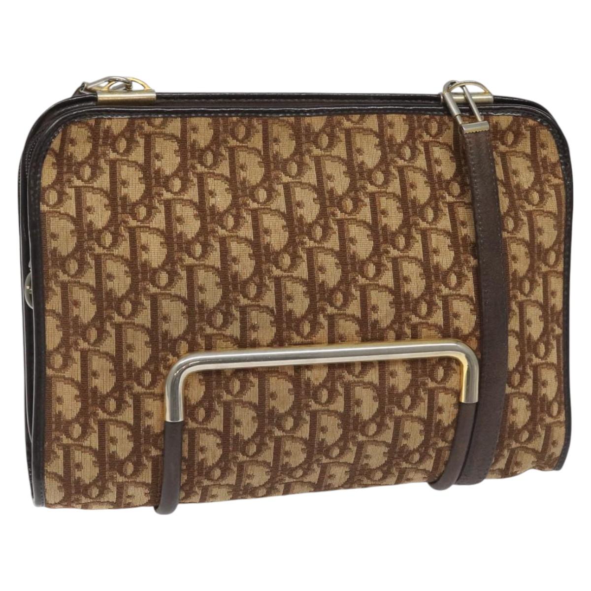 Christian Dior Trotter Canvas Shoulder Bag Brown Auth 114260