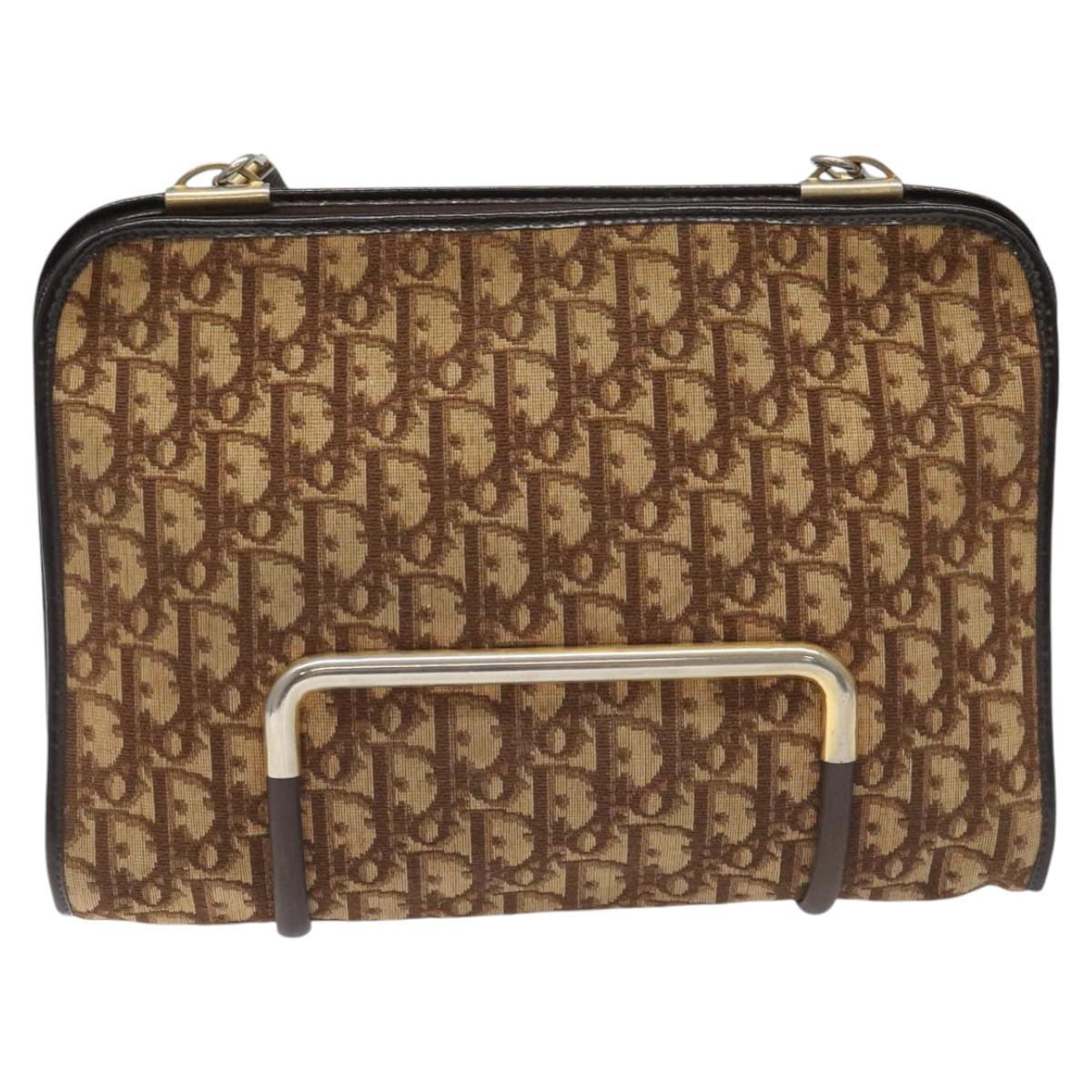 Christian Dior Trotter Canvas Shoulder Bag Brown Auth 114260