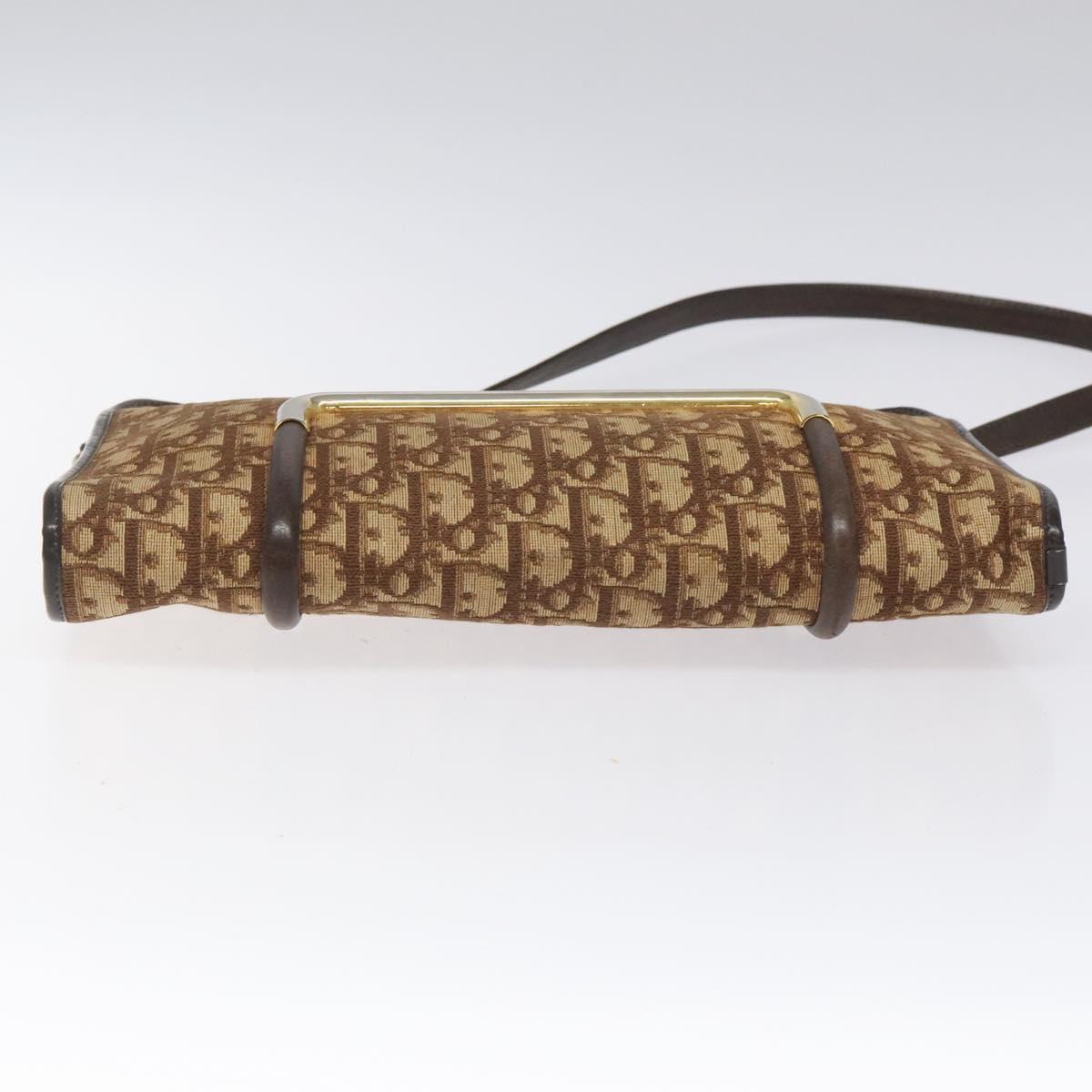 Christian Dior Trotter Canvas Shoulder Bag Brown Auth 114260