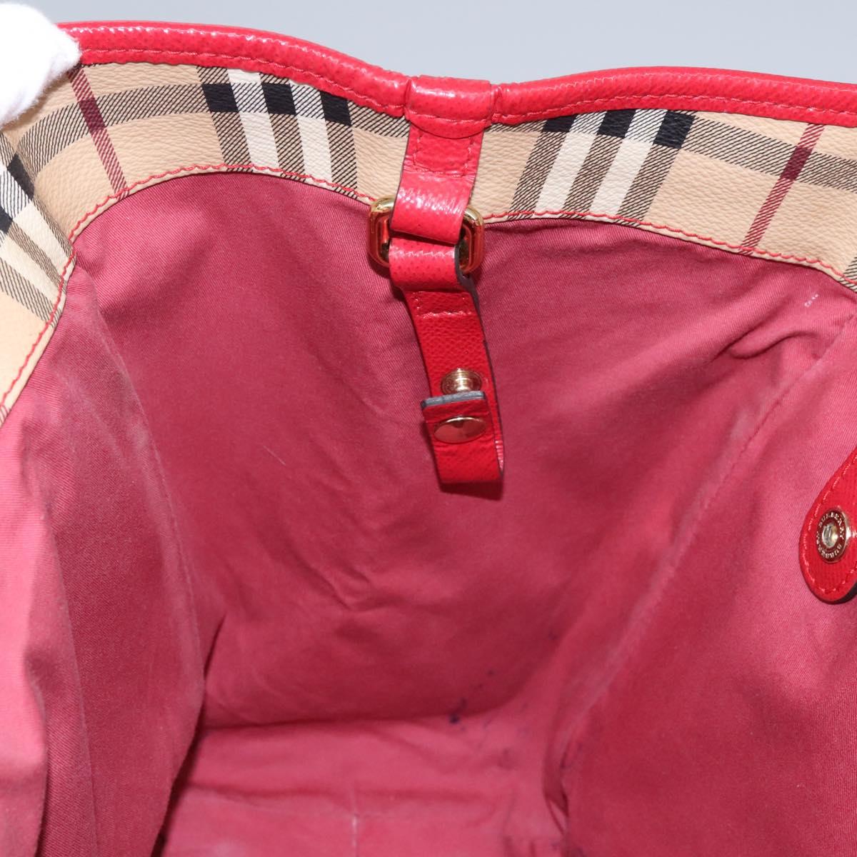 BURBERRY Nova Check Shoulder Bag PVC Leather Beige Auth 114263