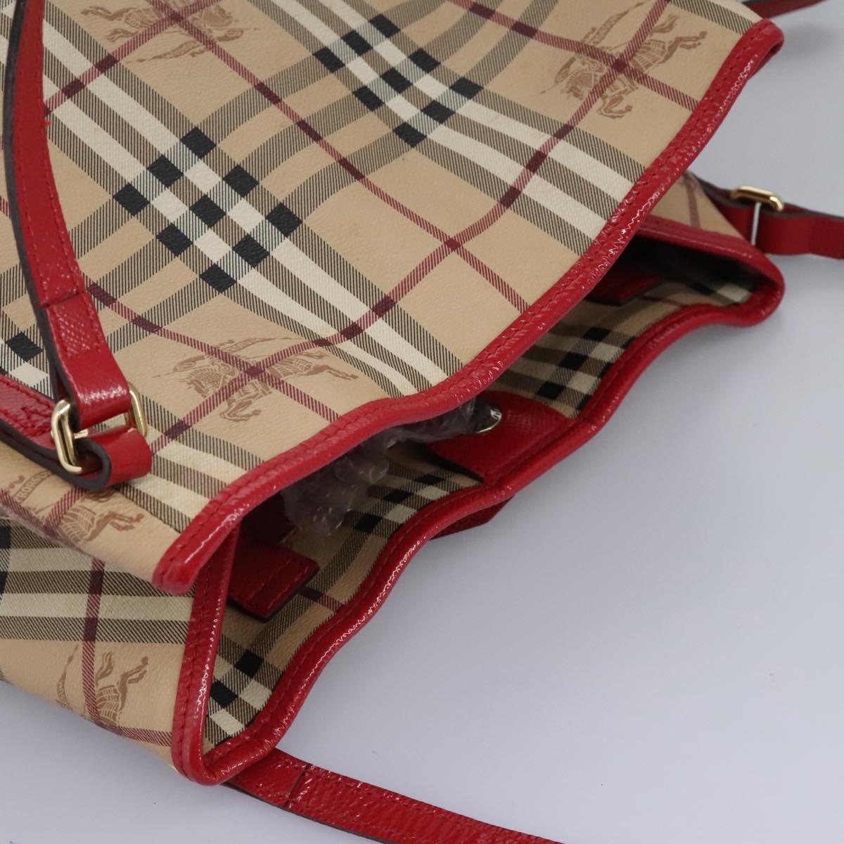 BURBERRY Nova Check Shoulder Bag PVC Leather Beige Auth 114263