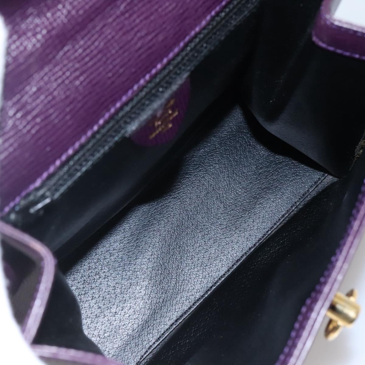 CELINE Hand Bag Leather Purple Auth 114282