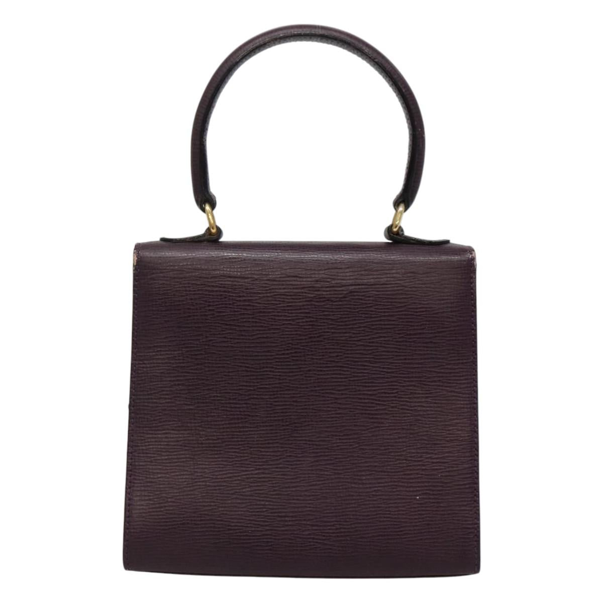CELINE Hand Bag Leather Purple Auth 114282