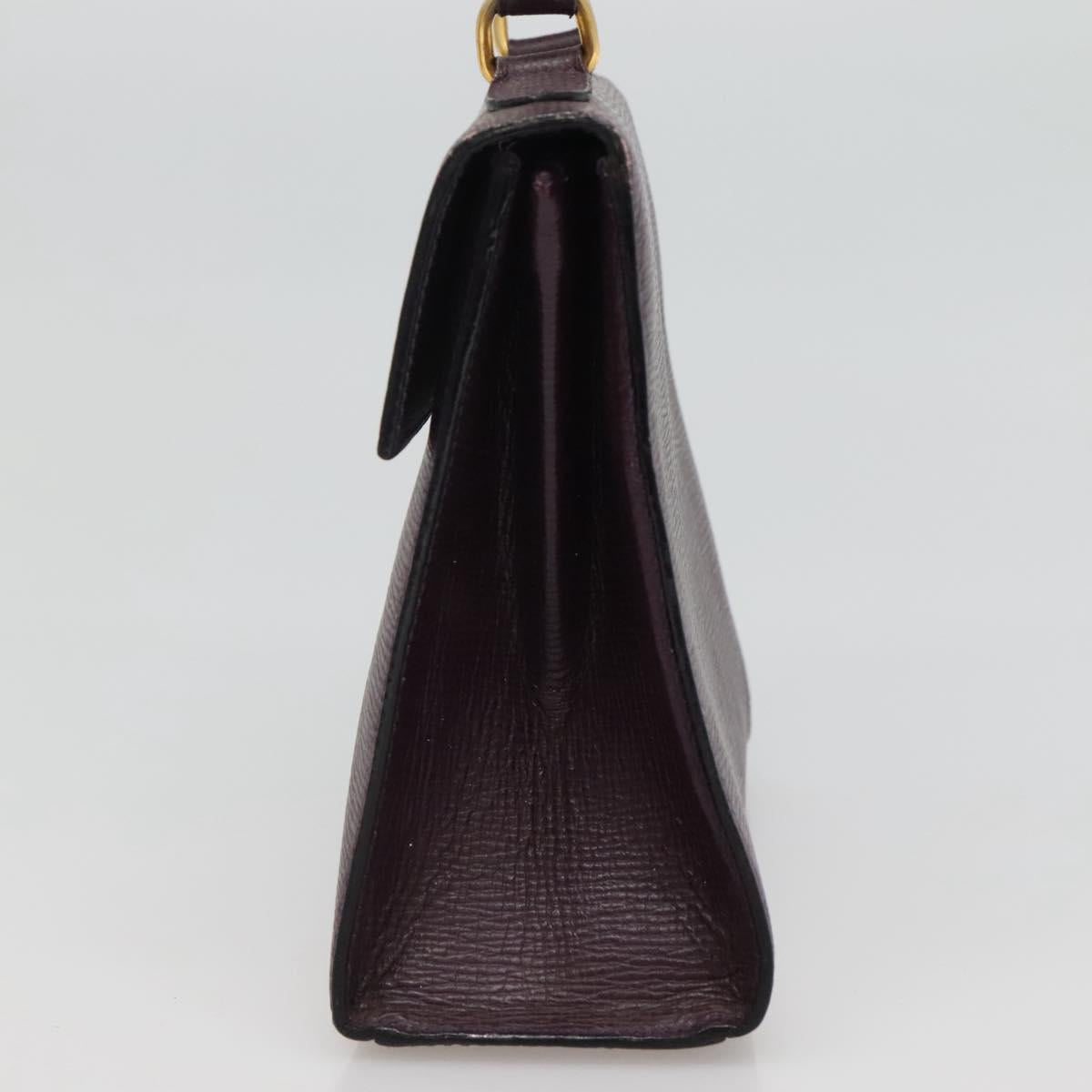 CELINE Hand Bag Leather Purple Auth 114282