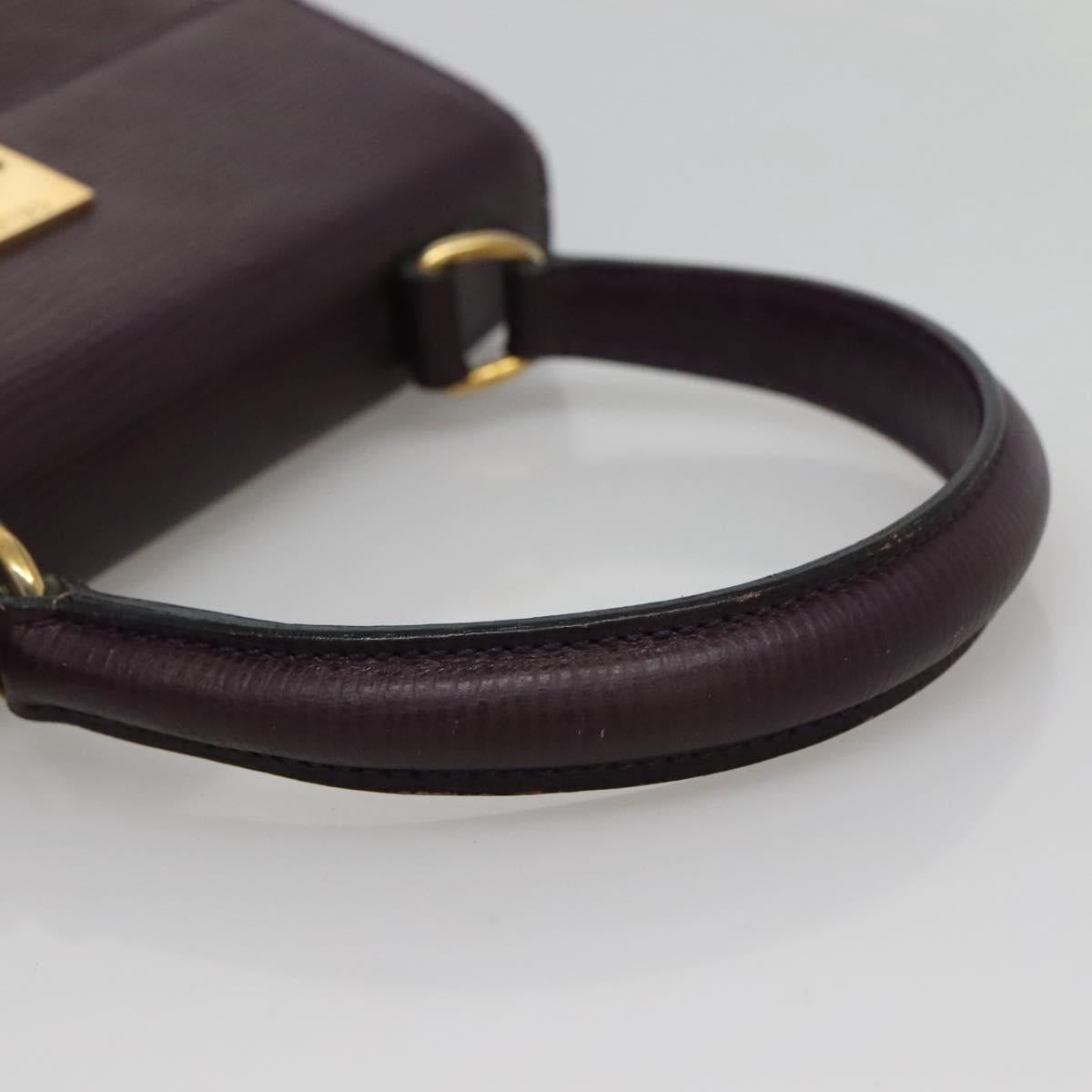 CELINE Hand Bag Leather Purple Auth 114282