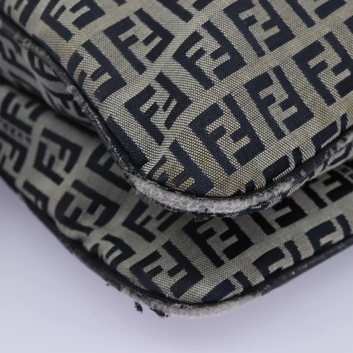 FENDI Zucchino Canvas Shoulder Bag Navy Auth 114284