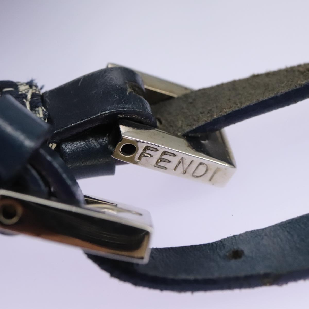 FENDI Zucchino Canvas Shoulder Bag Navy Auth 114284