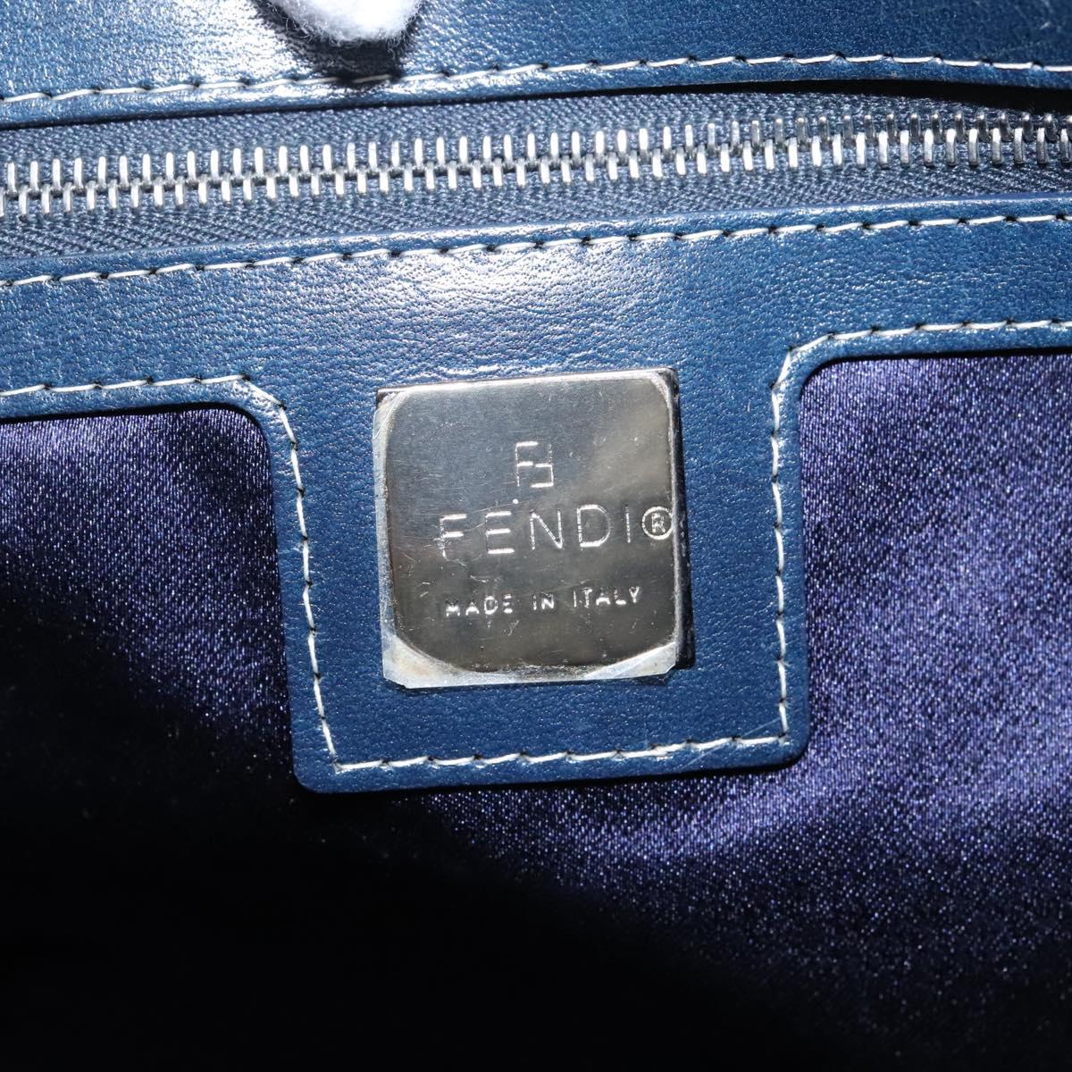 FENDI Zucchino Canvas Shoulder Bag Navy Auth 114284