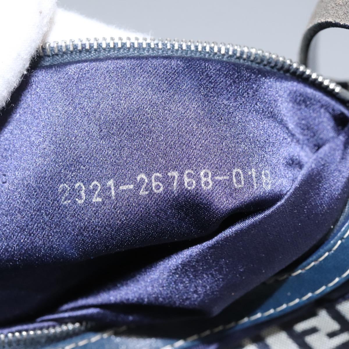 FENDI Zucchino Canvas Shoulder Bag Navy Auth 114284