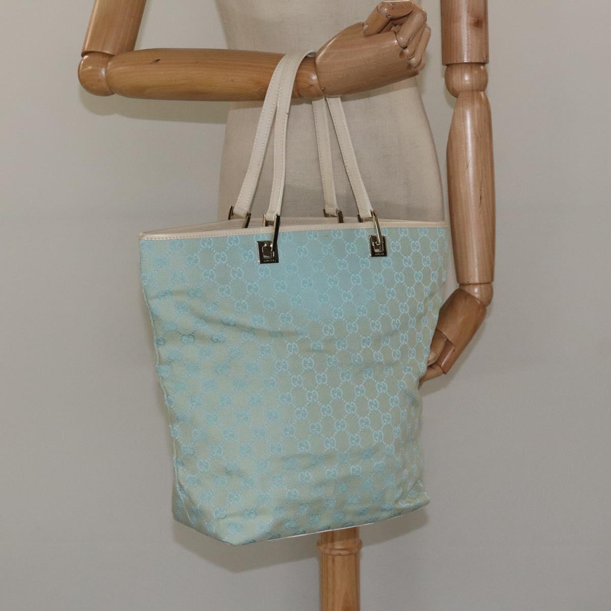GUCCI GG Canvas Tote Bag Peppermint Gold 001 1098 Auth 114291