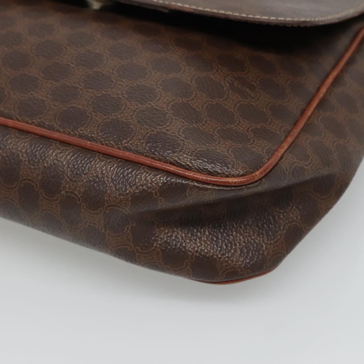 CELINE Macadam Canvas Shoulder Bag PVC Brown Gold Auth 114341