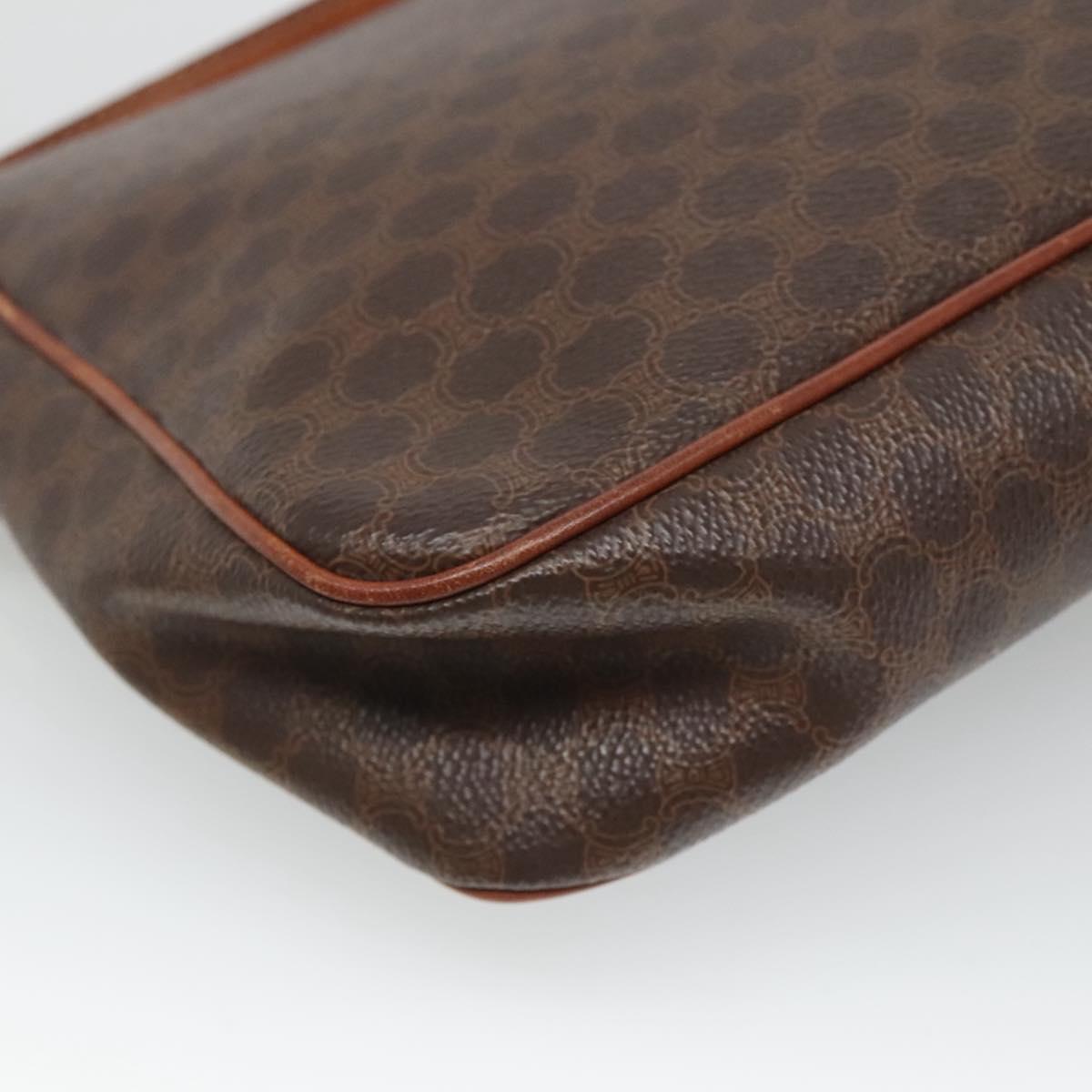 CELINE Macadam Canvas Shoulder Bag PVC Brown Gold Auth 114341