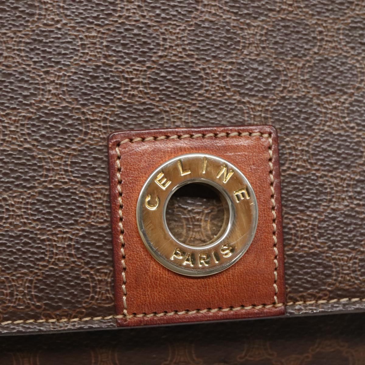 CELINE Macadam Canvas Shoulder Bag PVC Brown Gold Auth 114341